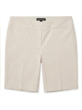 Hilary Radley White and Beige Pinstripe Bermuda Shorts Tummy Control NWT Size 18